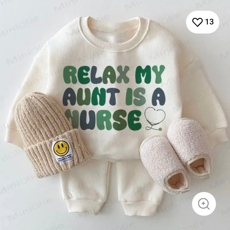 Miniolie Toddler Relax My Aunt Is A Nurse Sweatshirt And Pants Set 2-3t Nwt — image 2 of 8